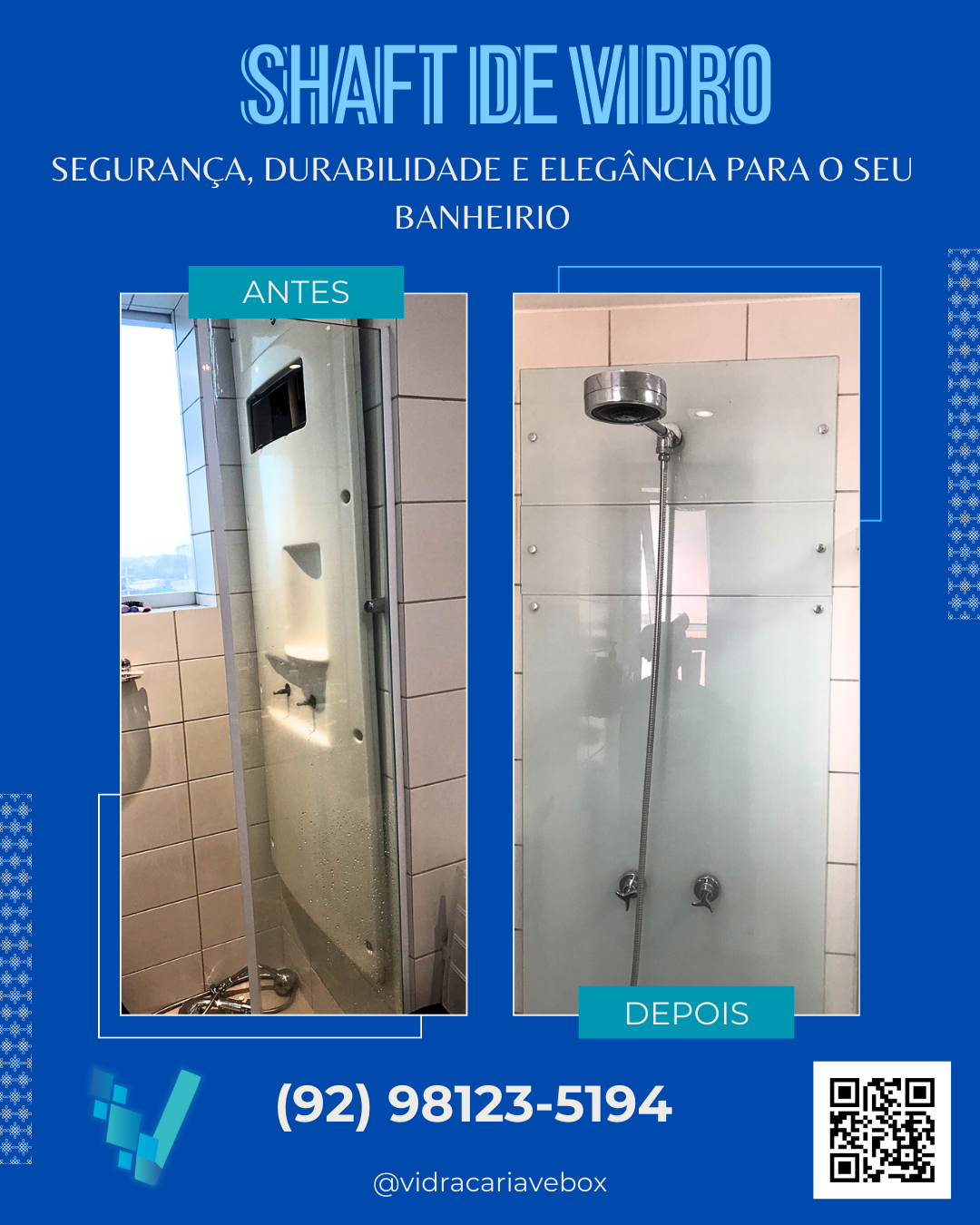 Shaft de vidro para banheiro